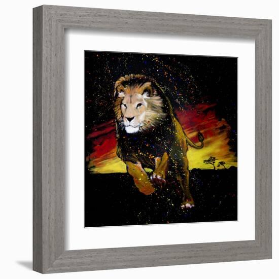Lion Running-null-Framed Art Print