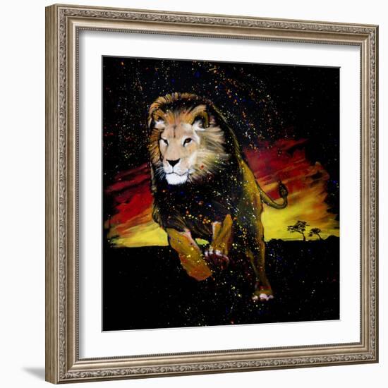 Lion Running-null-Framed Art Print