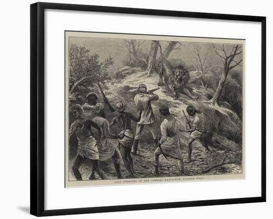 Lion Shooting in the Gheer, Kattiawar, Western India-null-Framed Giclee Print