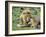 Lion Single Male Playing with Cub-null-Framed Photographic Print