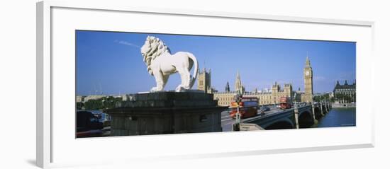 Lion Statue at Houses of Parliament, London, England-null-Framed Photographic Print