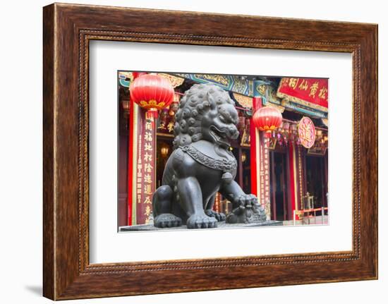 Lion Statue at Wong Tai Sin Temple, Wong Tai Sin, Kowloon, Hong Kong, China, Asia-Ian Trower-Framed Photographic Print