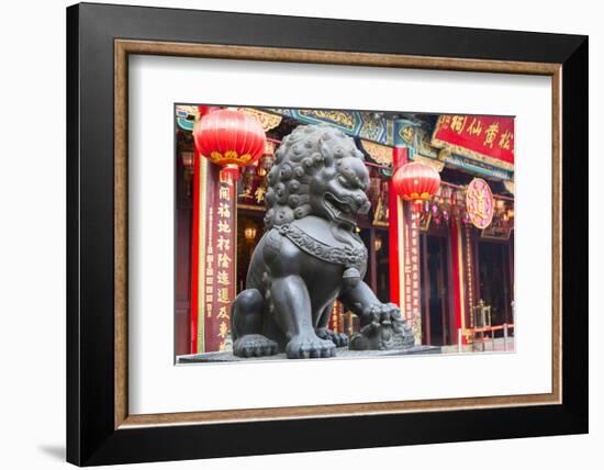 Lion Statue at Wong Tai Sin Temple, Wong Tai Sin, Kowloon, Hong Kong, China, Asia-Ian Trower-Framed Photographic Print