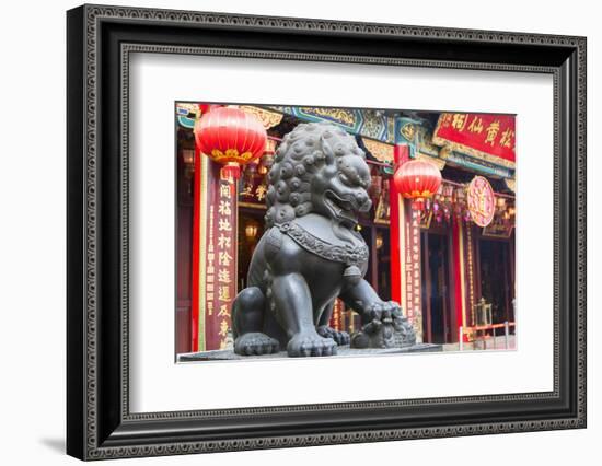 Lion Statue at Wong Tai Sin Temple, Wong Tai Sin, Kowloon, Hong Kong, China, Asia-Ian Trower-Framed Photographic Print