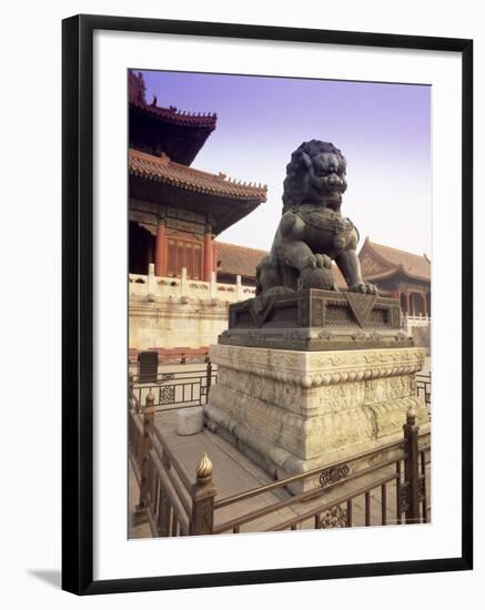 Lion Statue, Forbidden City, Beijing, China, Asia-Gavin Hellier-Framed Photographic Print