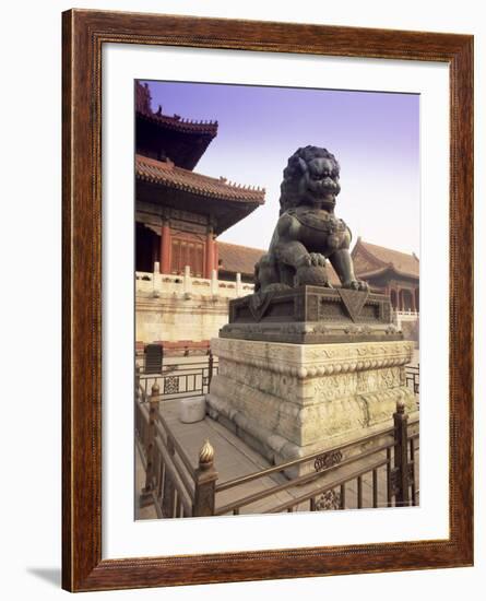 Lion Statue, Forbidden City, Beijing, China, Asia-Gavin Hellier-Framed Photographic Print