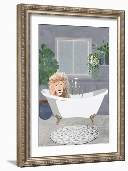 Lion takes a bath-Sarah Manovski-Framed Giclee Print