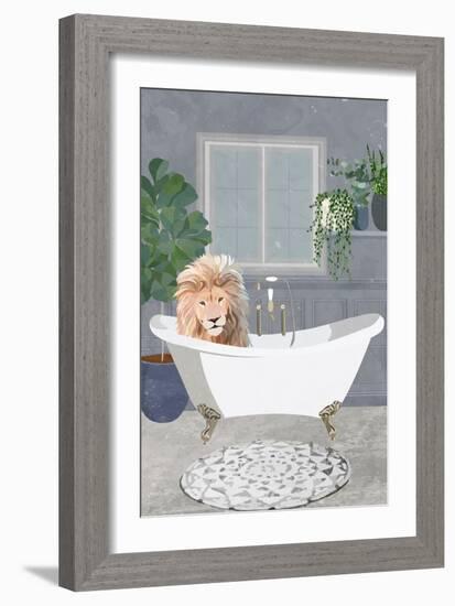 Lion takes a bath-Sarah Manovski-Framed Giclee Print