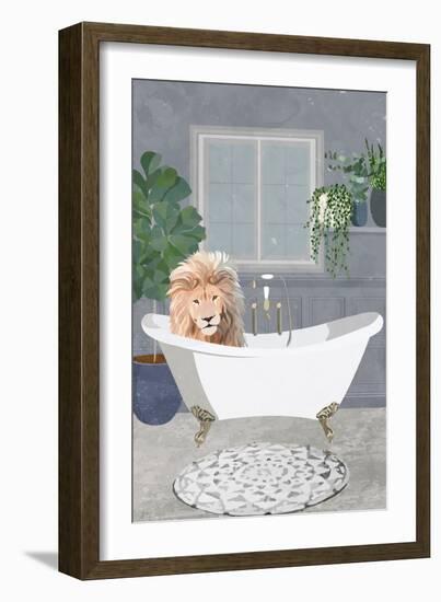 Lion takes a bath-Sarah Manovski-Framed Giclee Print