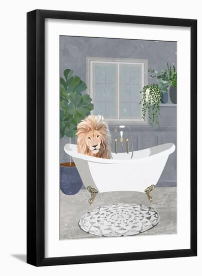 Lion takes a bath-Sarah Manovski-Framed Giclee Print