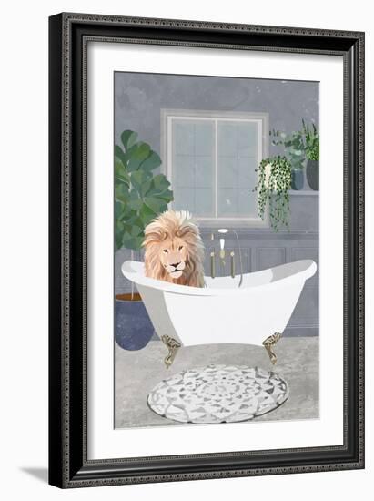 Lion takes a bath-Sarah Manovski-Framed Giclee Print