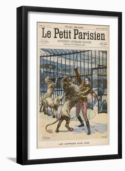 Lion-Tamer is Mauled Though Not Fatally During a Performance at the Paris Hippodrome-Meaulle-Framed Art Print