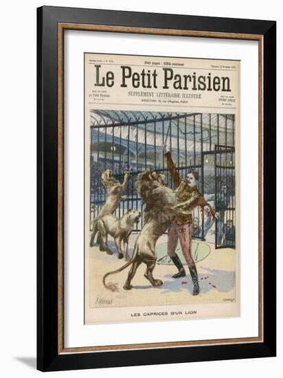 Lion-Tamer is Mauled Though Not Fatally During a Performance at the Paris Hippodrome-Meaulle-Framed Art Print