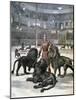 Lion Taming at the L'Hippodrome, Paris, 1891-Henri Meyer-Mounted Giclee Print