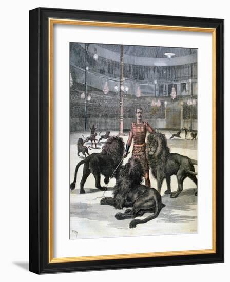 Lion Taming at the L'Hippodrome, Paris, 1891-Henri Meyer-Framed Giclee Print