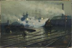 The Docks at Cardiff-Lionel Walden-Framed Giclee Print