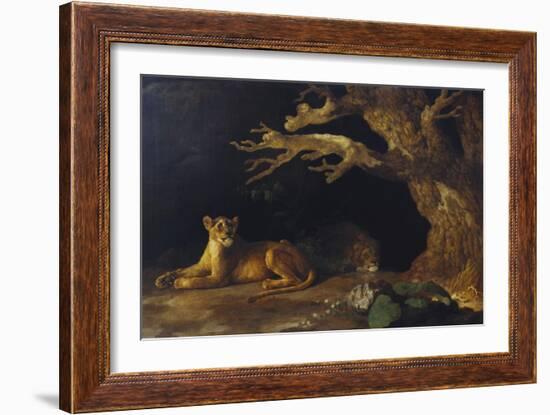 Lioness and Lion in a Cave-George Stubbs-Framed Giclee Print