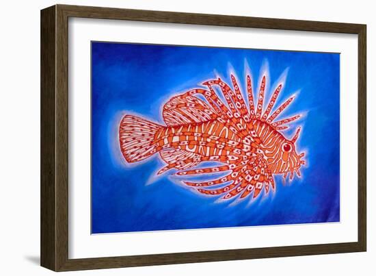 Lionfish, 1998 (Woodcut Print and Mixed Media)-Nat Morley-Framed Giclee Print