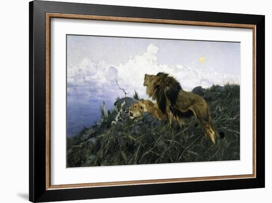 Lions at Dusk-Wilhelm Kuhnert-Framed Giclee Print