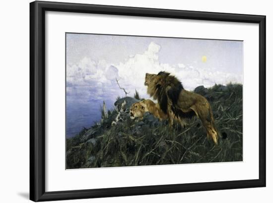 Lions at Dusk-Wilhelm Kuhnert-Framed Giclee Print