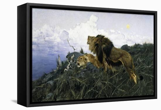 Lions at Dusk-Wilhelm Kuhnert-Framed Premier Image Canvas