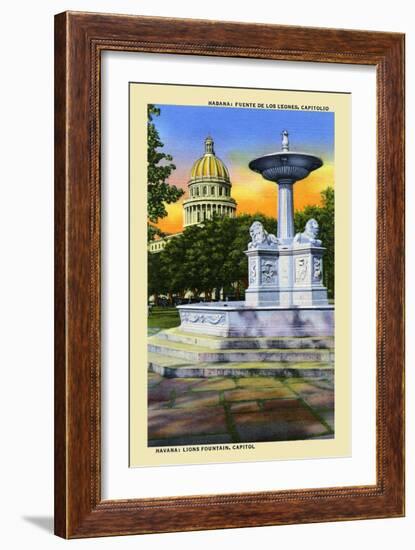 Lions Fountain-Curt Teich & Company-Framed Art Print