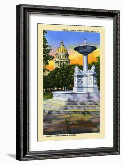 Lions Fountain-Curt Teich & Company-Framed Art Print