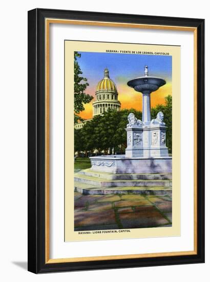 Lions Fountain-Curt Teich & Company-Framed Art Print