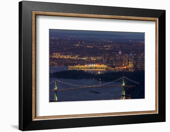 Lions Gate Bridge and downtown cityscape, Vancouver, British Columbia, Canada-Chuck Haney-Framed Photographic Print