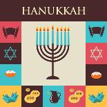 Vector Illustrations of Famous Symbols for the Jewish Holiday Hanukkah-LipMic-Stretched Canvas