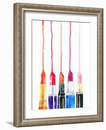 Lipsticks. Watercolor Illustration-Anna Ismagilova-Framed Art Print