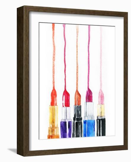 Lipsticks. Watercolor Illustration-Anna Ismagilova-Framed Art Print