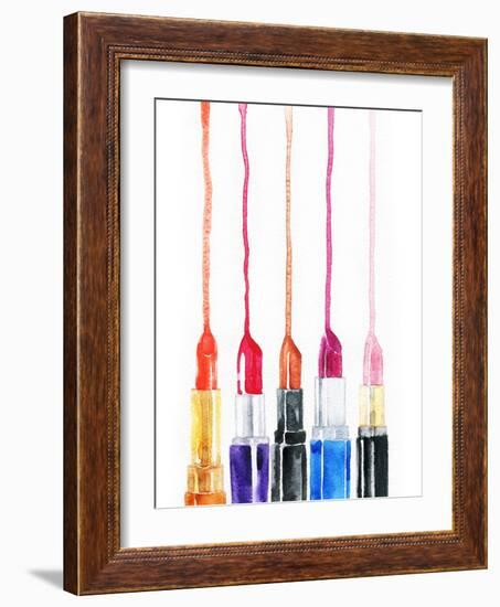 Lipsticks. Watercolor Illustration-Anna Ismagilova-Framed Art Print