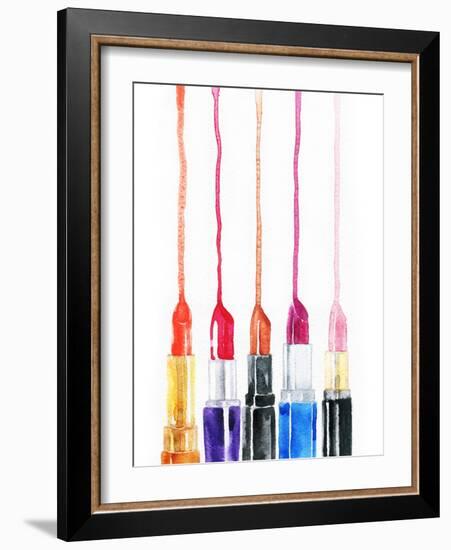 Lipsticks. Watercolor Illustration-Anna Ismagilova-Framed Art Print