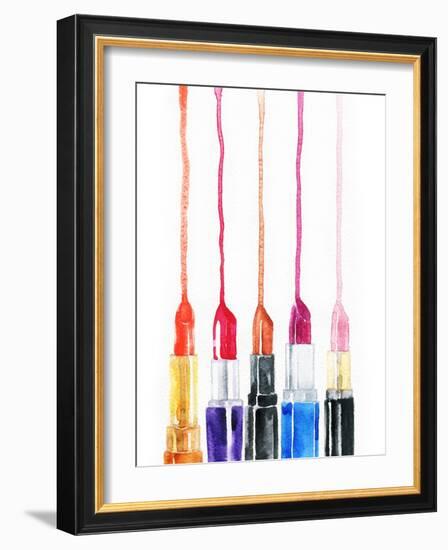 Lipsticks. Watercolor Illustration-Anna Ismagilova-Framed Art Print