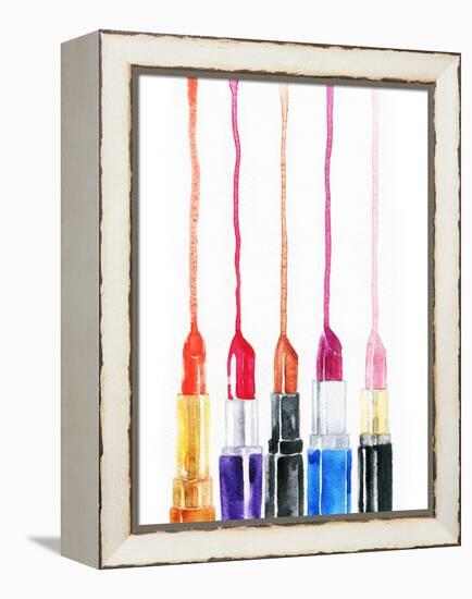 Lipsticks. Watercolor Illustration-Anna Ismagilova-Framed Stretched Canvas