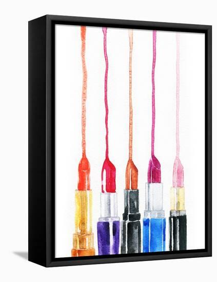 Lipsticks. Watercolor Illustration-Anna Ismagilova-Framed Stretched Canvas