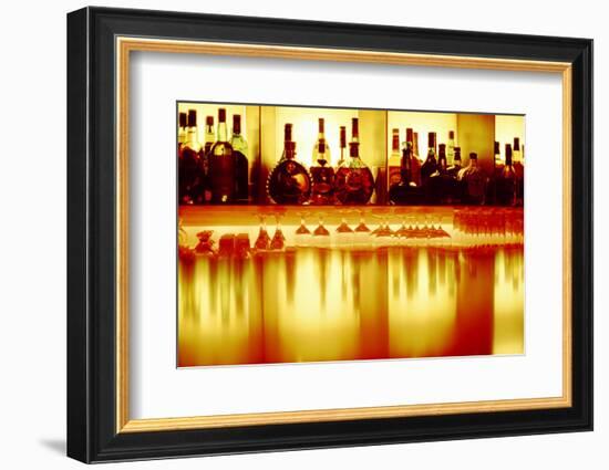 Liquor bottles and glasses, Paris, France-Panoramic Images-Framed Photographic Print