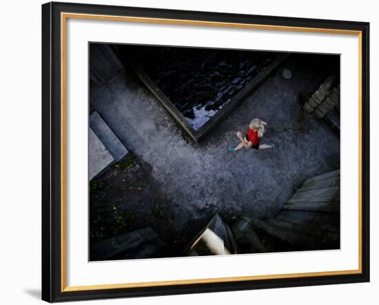 Lisa Eaton Goes for an Early Morning Run in Freeway Park - Seattle, Washington-Dan Holz-Framed Photographic Print
