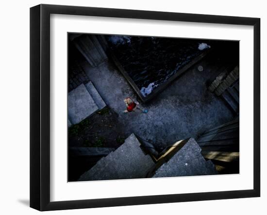 Lisa Eaton Goes for an Early Morning Run in Freeway Park - Seattle, Washington-Dan Holz-Framed Photographic Print