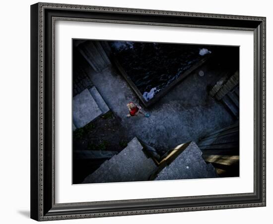 Lisa Eaton Goes for an Early Morning Run in Freeway Park - Seattle, Washington-Dan Holz-Framed Photographic Print