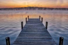 Dock on Long Lake at sunrise, Bridgton, Maine-Lisa Engelbrecht-Photographic Print