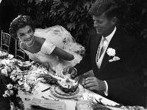 Senator John F. Kennedy and Bride Jacqueline Enjoying Dinner at Their Outdoor Wedding Celebration-Lisa Larsen-Photographic Print