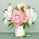 Pink and White Peony Bouquet-LisaShu-Stretched Canvas