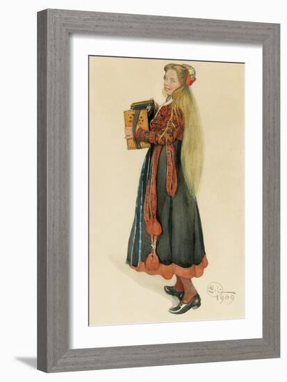 Lisbeth Playing the Accordian, 1909-Carl Larsson-Framed Giclee Print