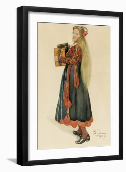 Lisbeth Playing the Accordian, 1909-Carl Larsson-Framed Giclee Print