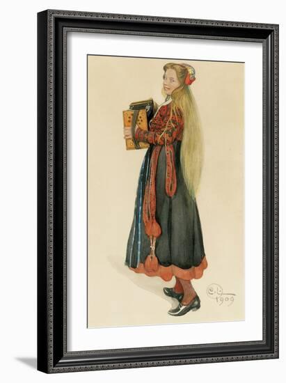 Lisbeth Playing the Accordian, 1909-Carl Larsson-Framed Giclee Print