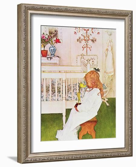 Lisbeth with a Yellow Tulip-Carl Larsson-Framed Giclee Print