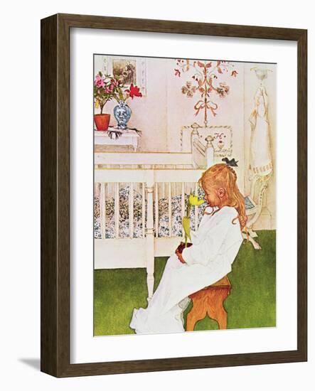 Lisbeth with a Yellow Tulip-Carl Larsson-Framed Giclee Print