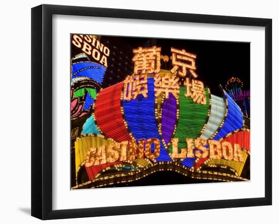 Lisboa Casino Neon Illuminated at Night, Macau, China-Gavin Hellier-Framed Photographic Print